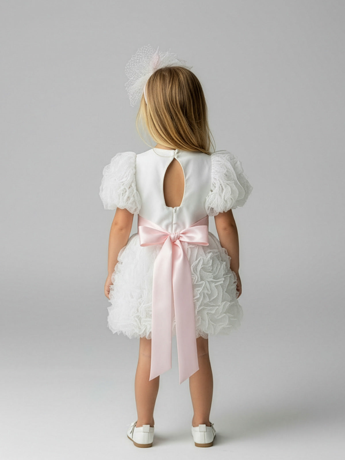 Girl's Ruffled dress with puffed sleeve-ODESSA
