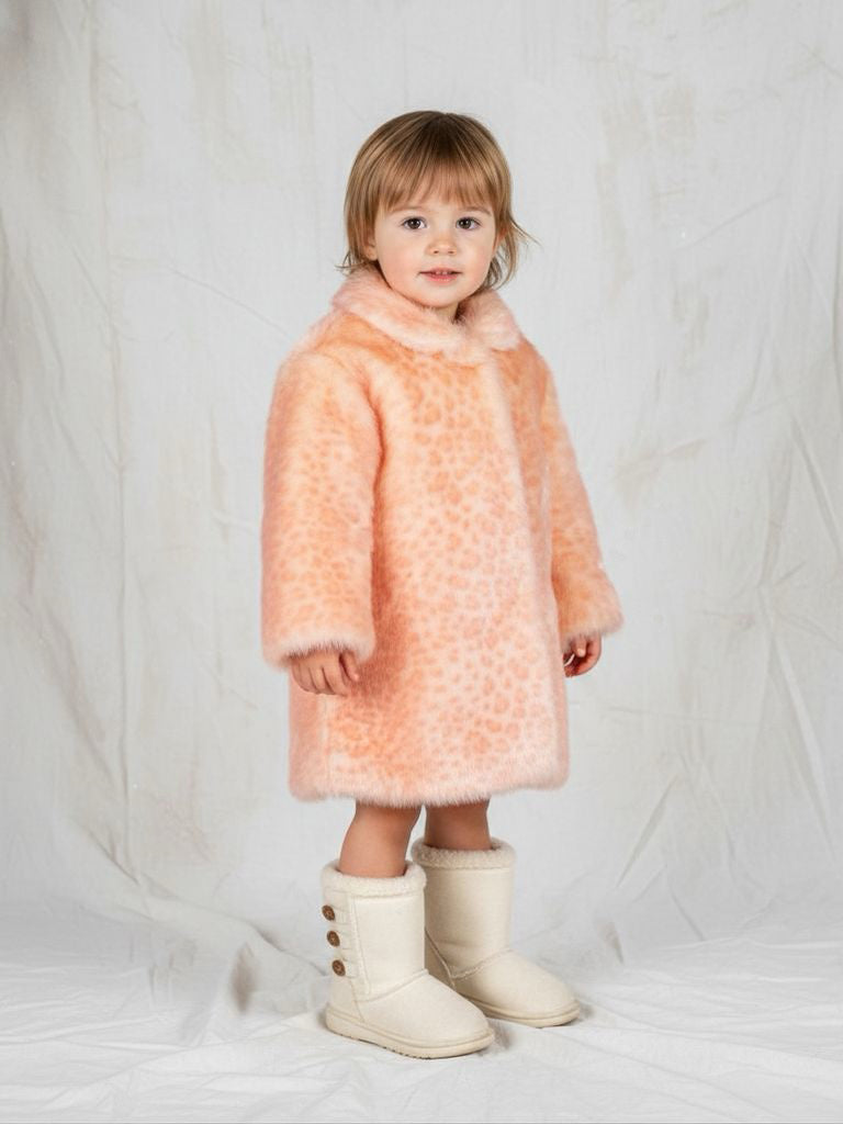 Παλτό faux γούνα για κοριτσάκι με τύπωμα - ORNELA