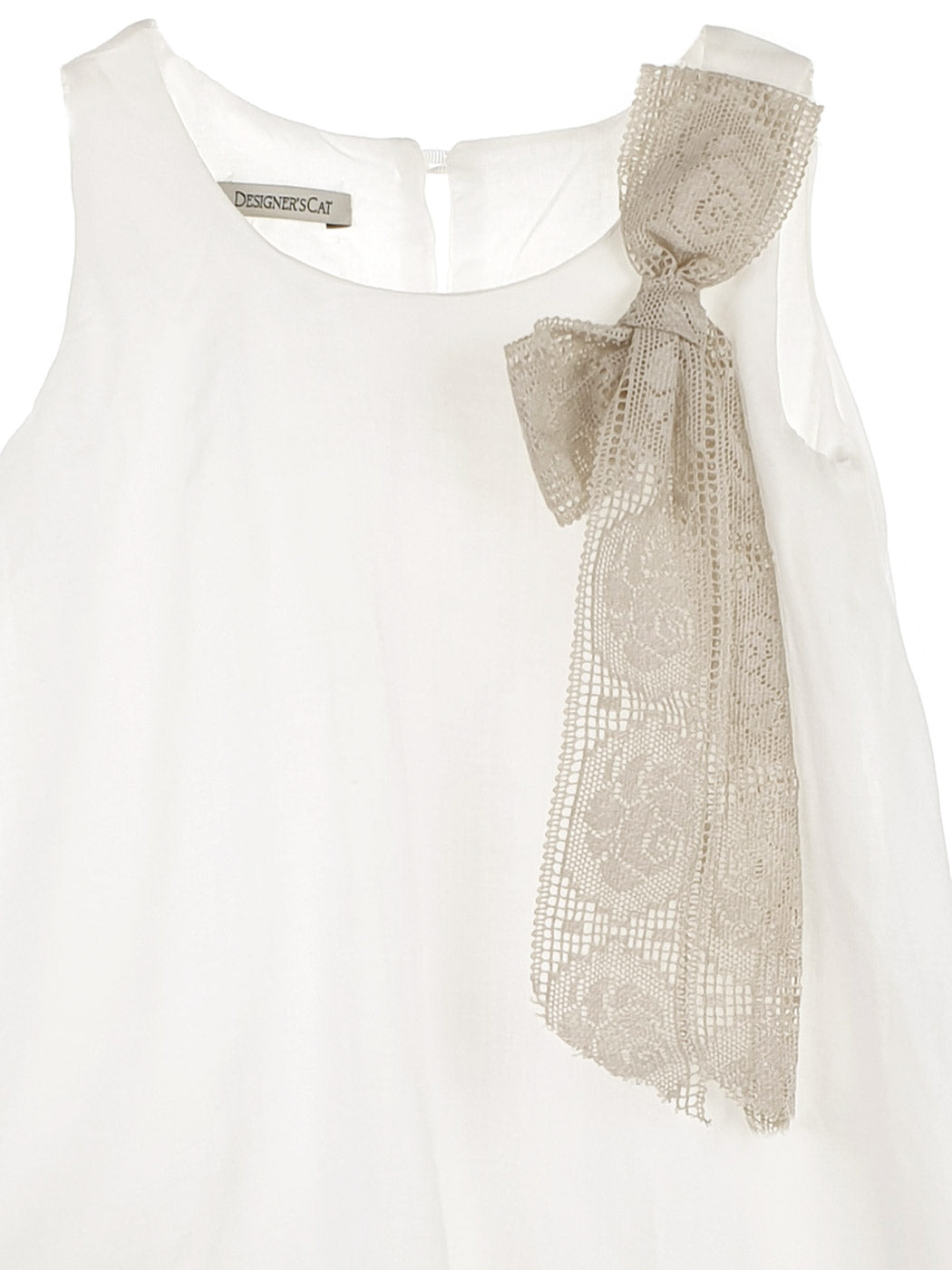 Baby Girl's Dress with crochet flowers - SARRAH - white