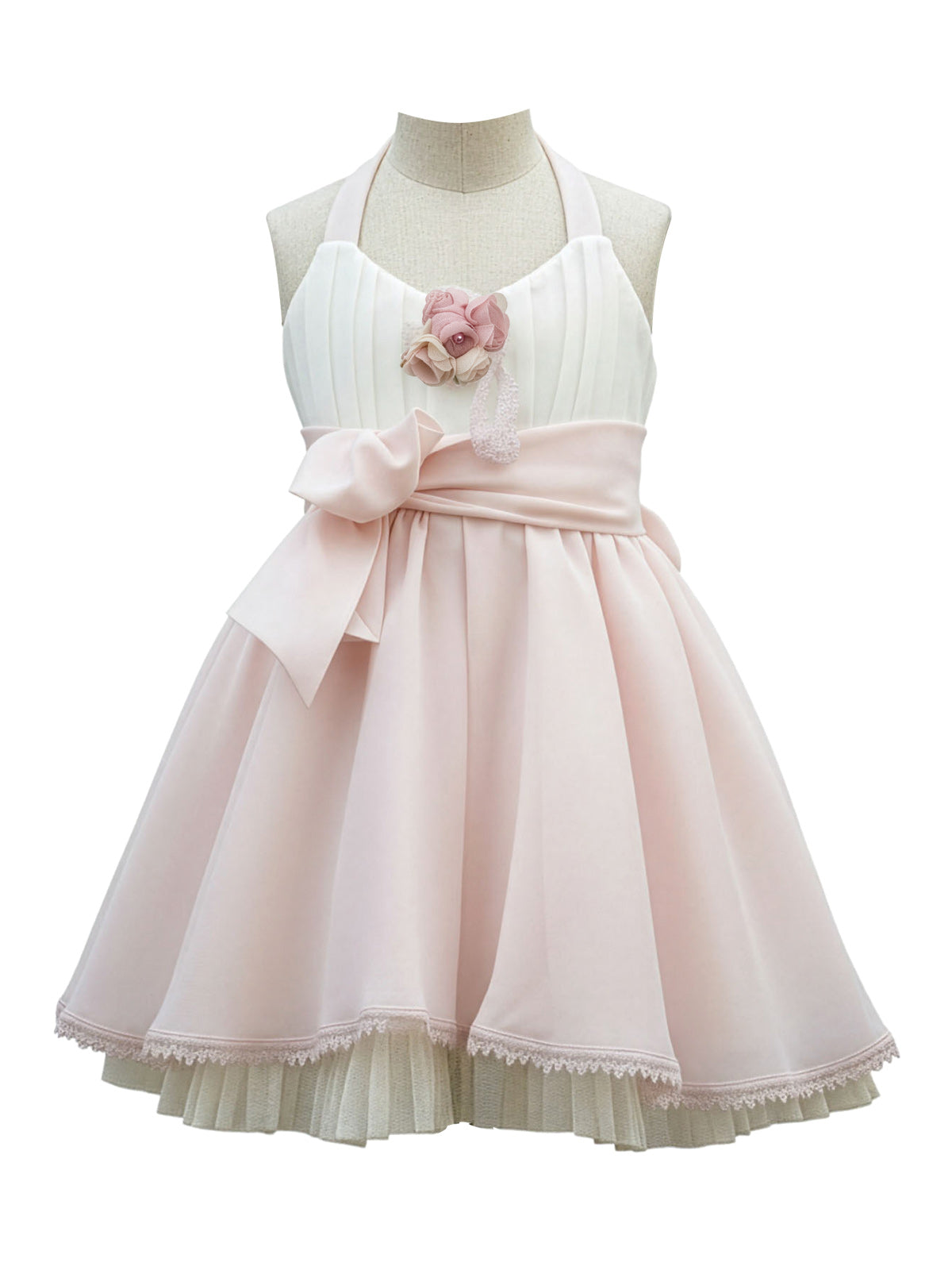 Baptism Halter-neck dress - PRISCILLA Pink
