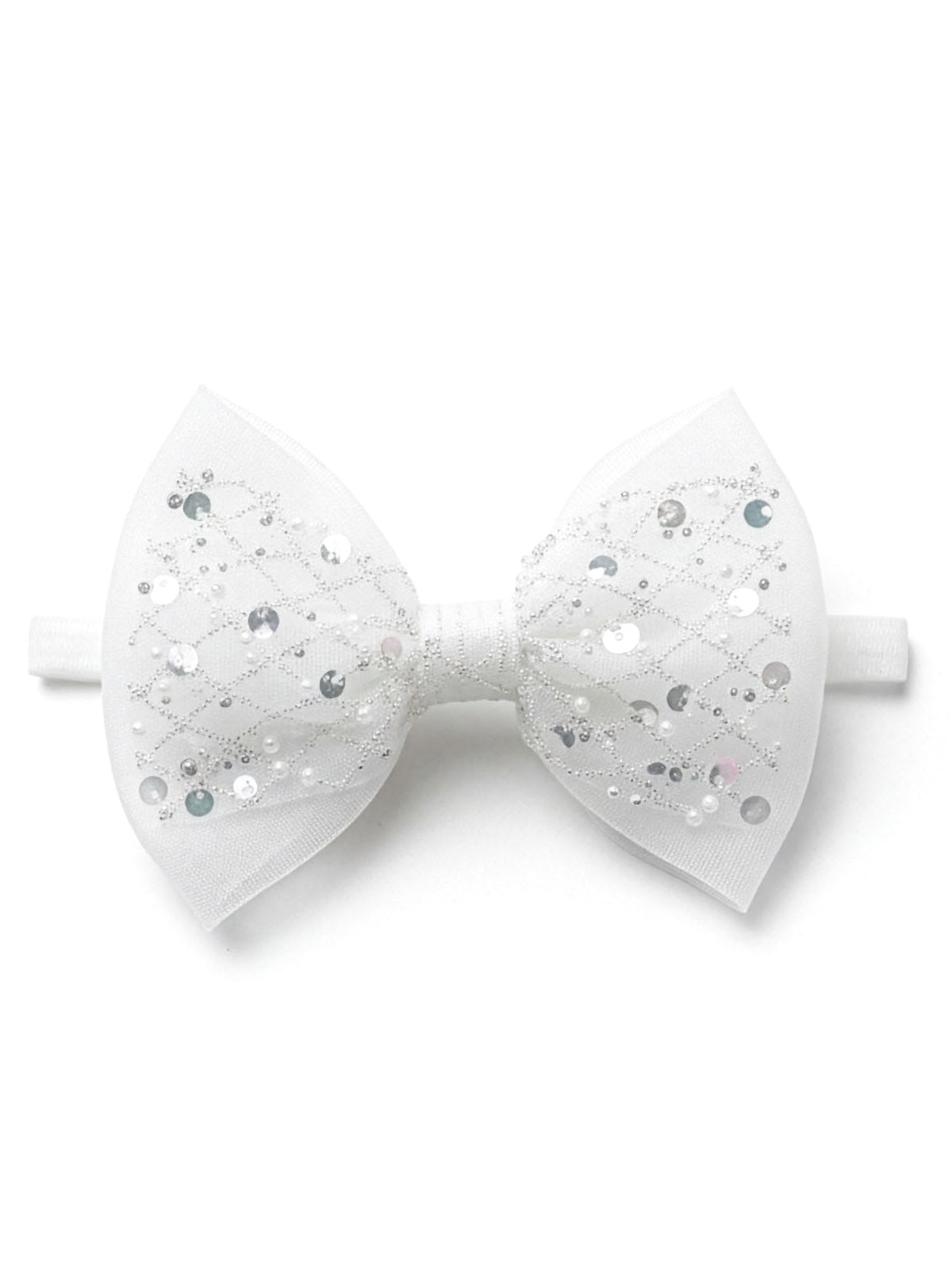 Headband with tulle and sequin bow - ROSINELLA