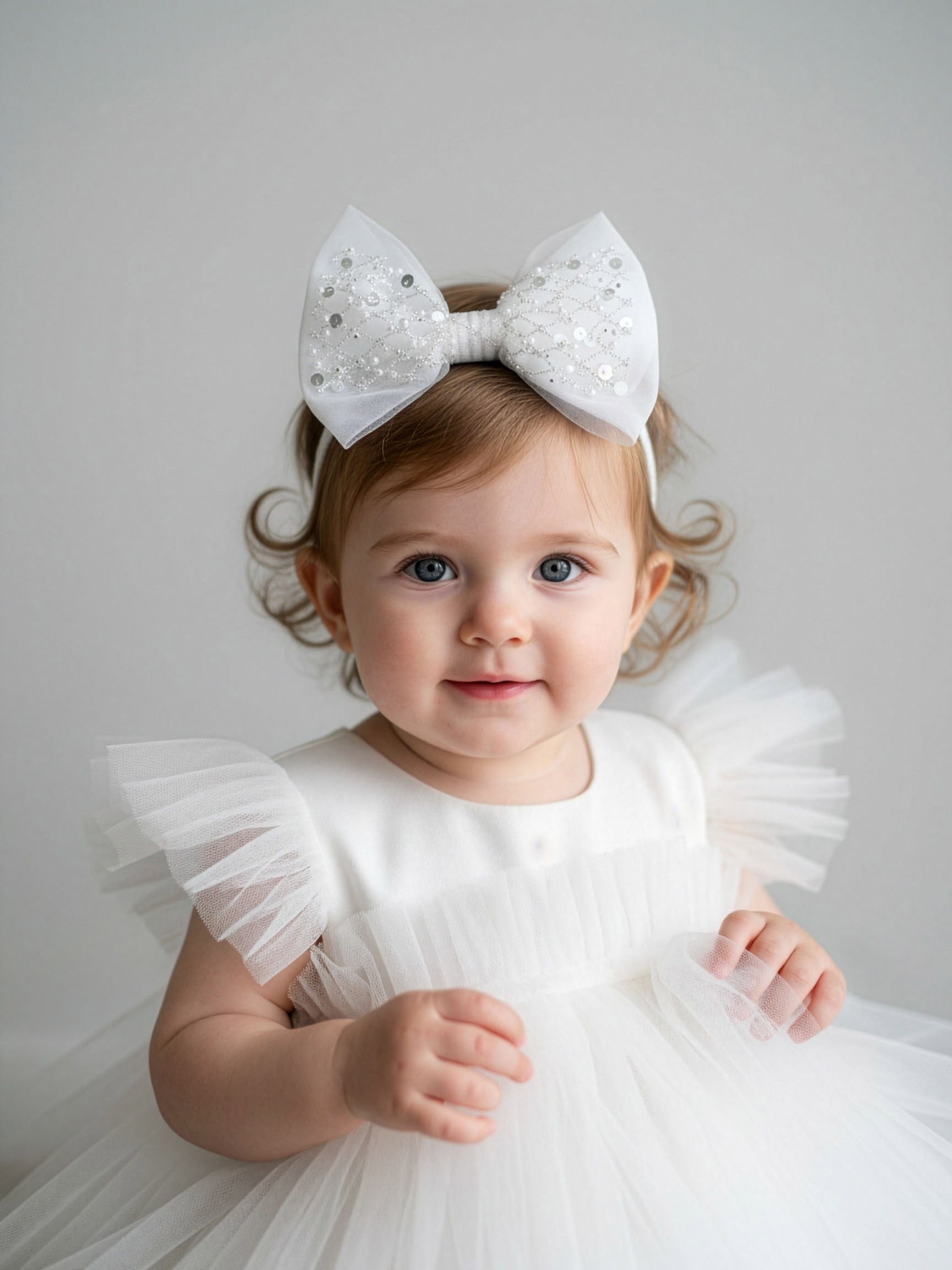 Headband with tulle and sequin bow - ROSINELLA