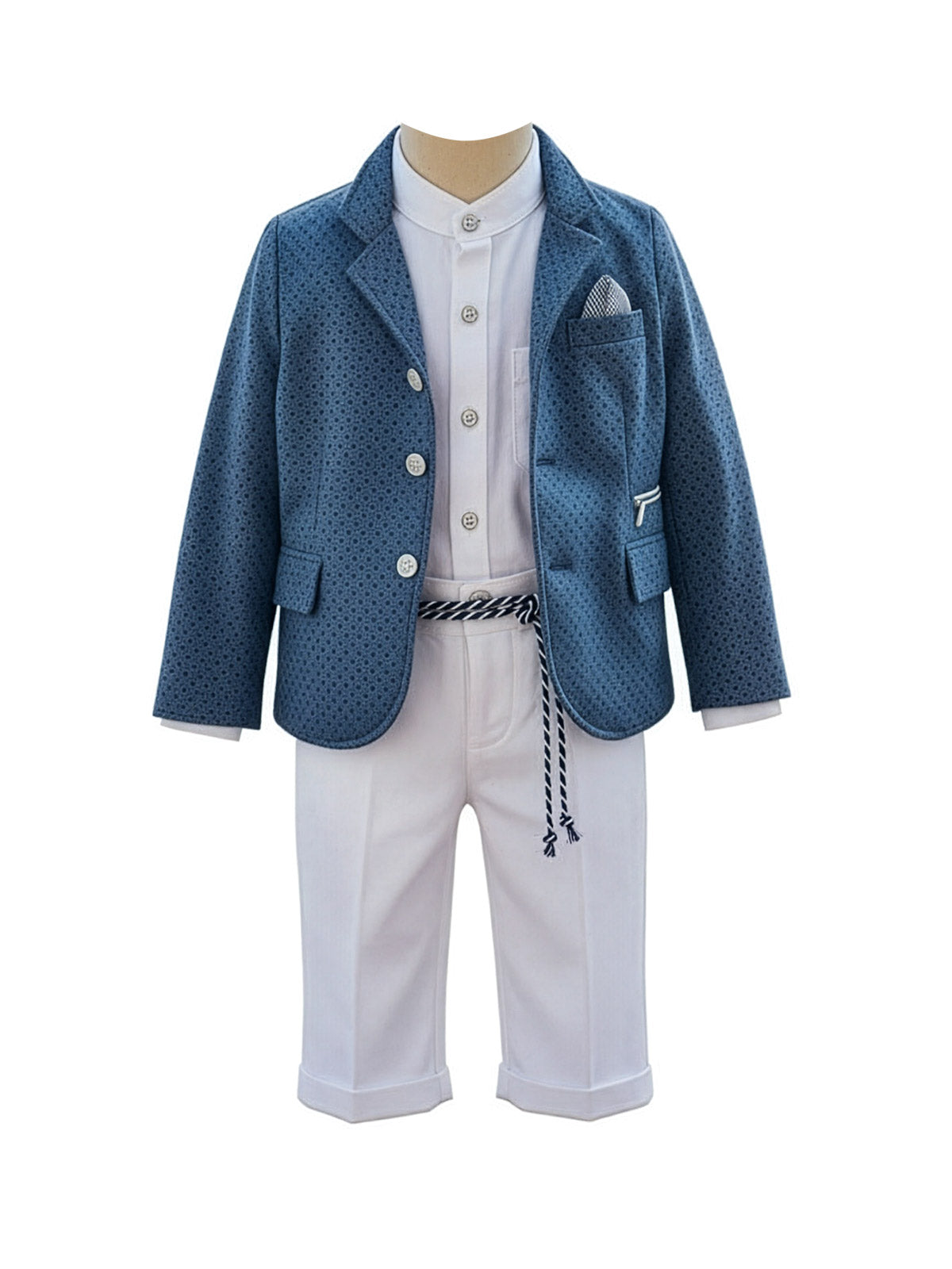 Baptism outfit 6pcs for boy blue-SAMUEL