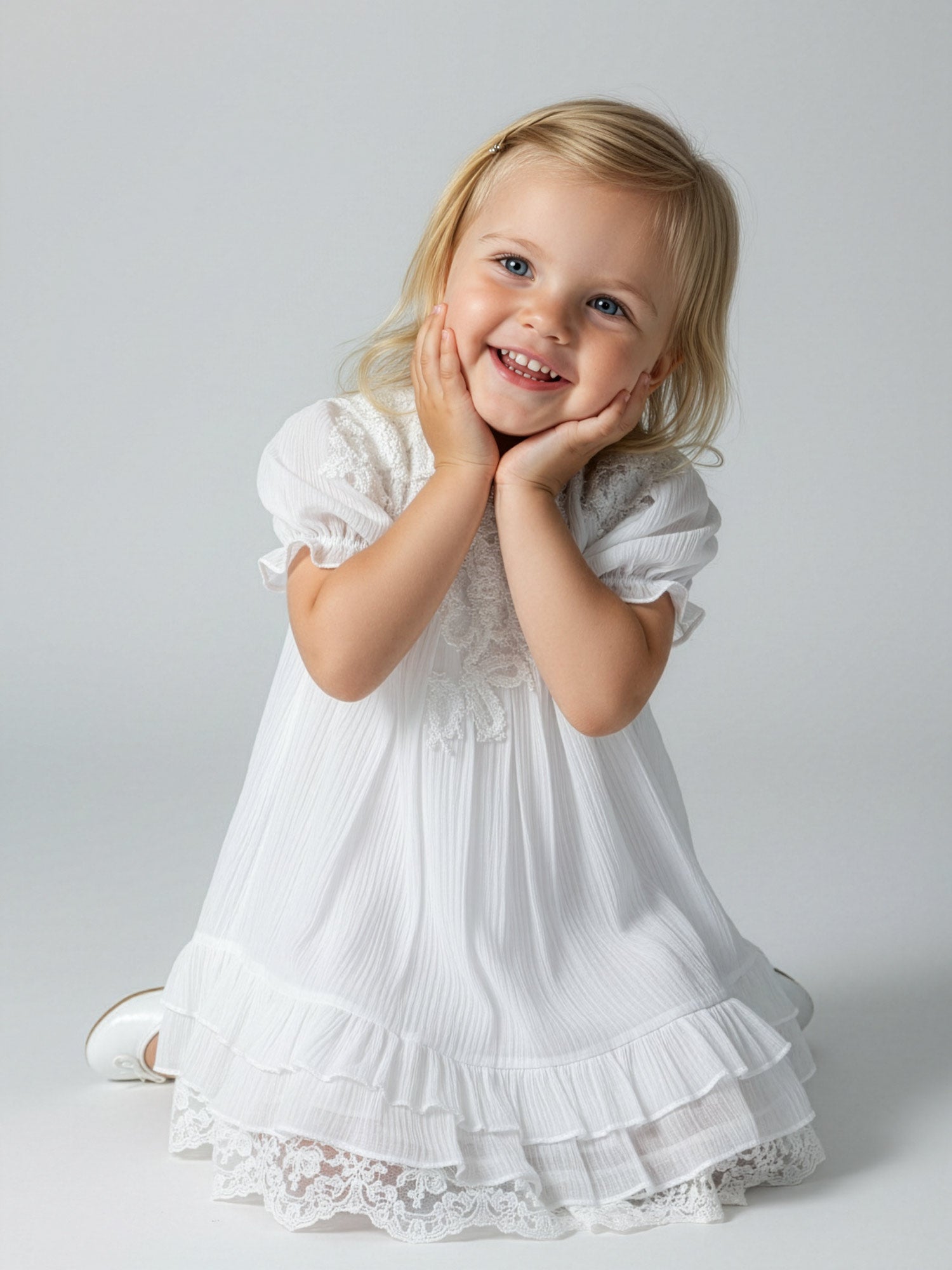 Girl's pleated lace dress-SIDONIA