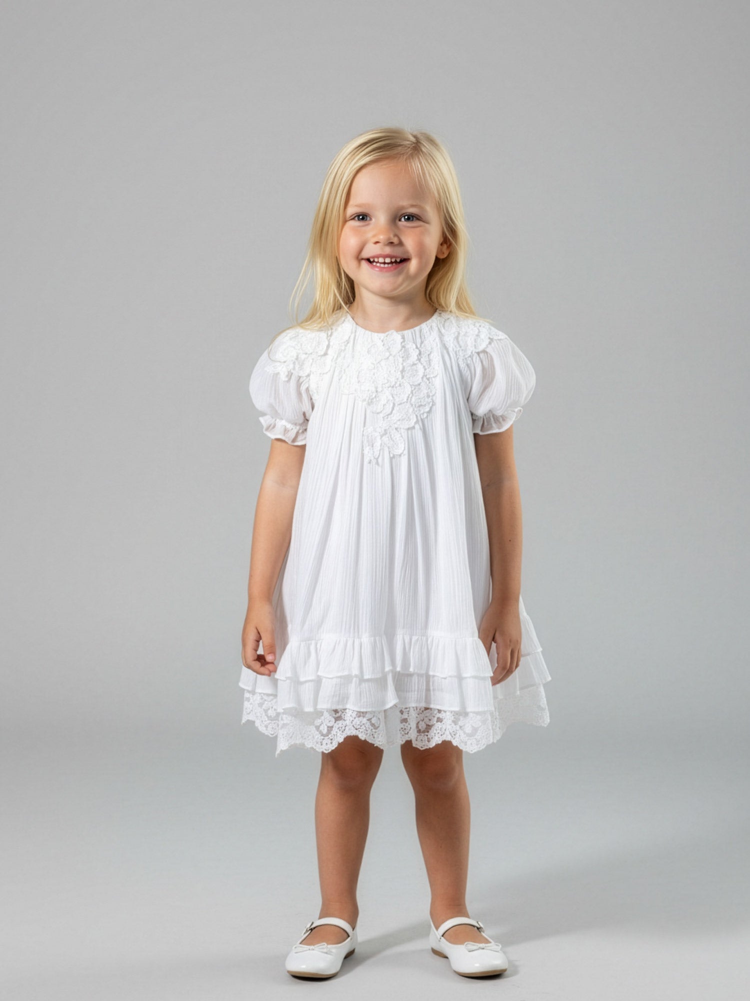 Girl's pleated lace dress-SIDONIA