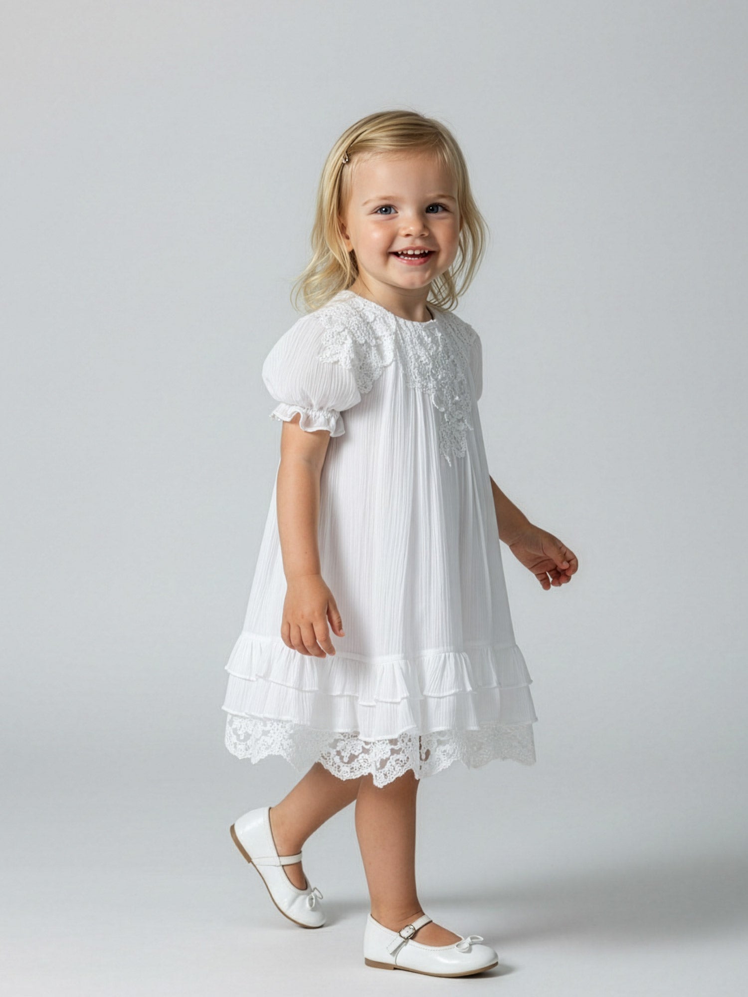 Girl's pleated lace dress-SIDONIA