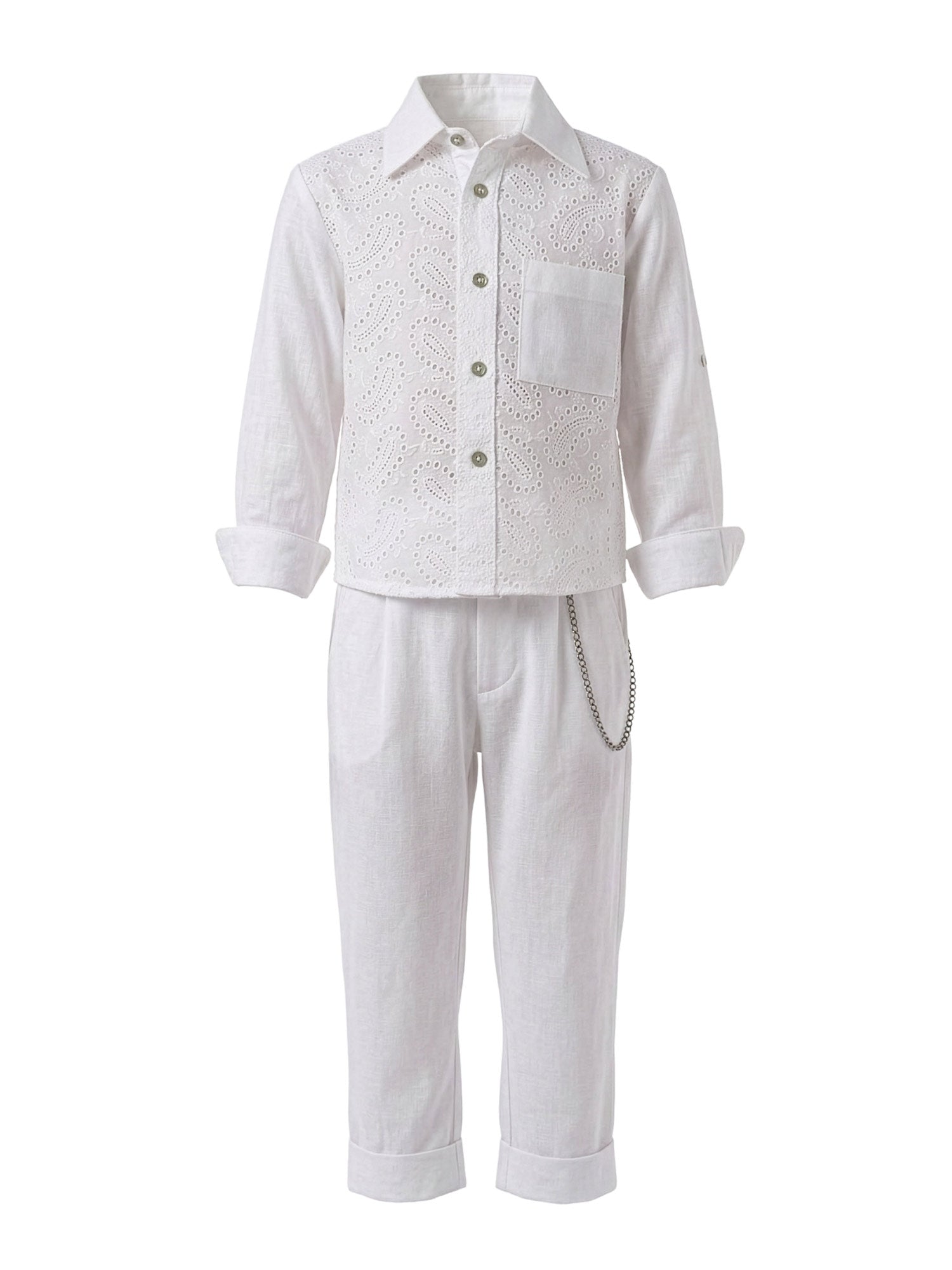 Baptism outfit 3pcs with Boho embroidered shirt - SONN