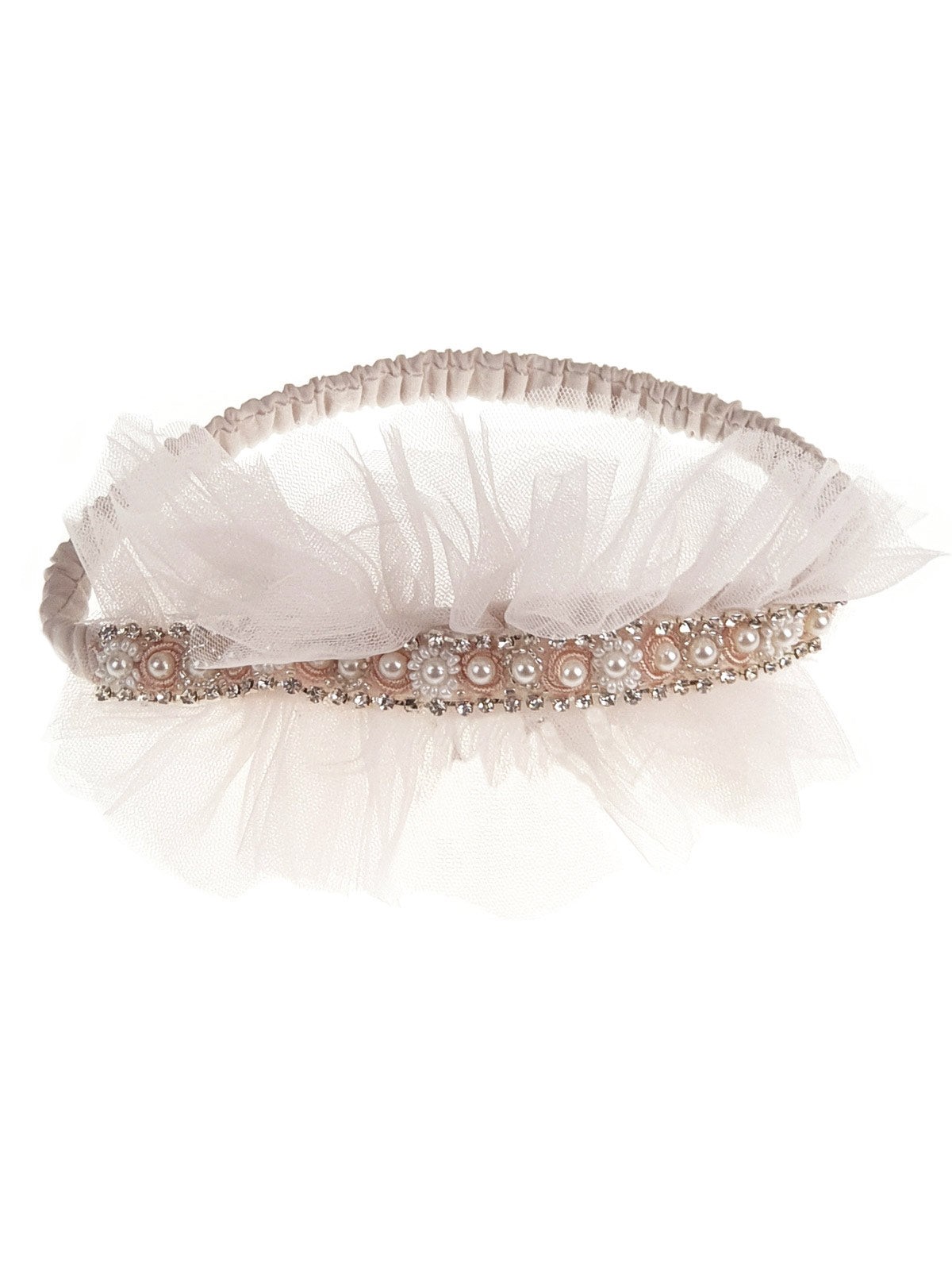Girl's Headband with pearls and tulle -SOUSOU