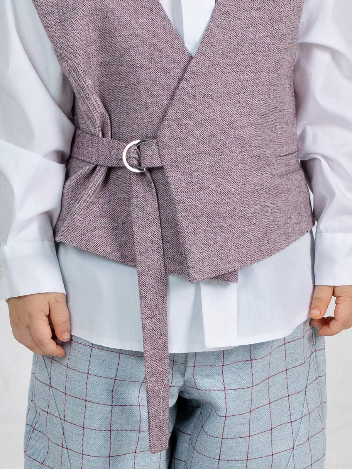 Checkered cotton suit for boys Set of 5 pieces - BERT