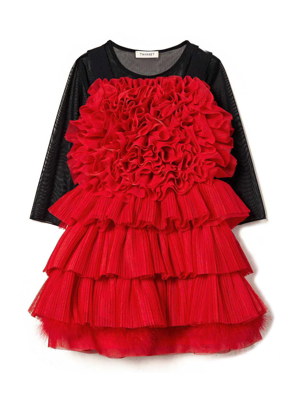 TWINSET Girl's Ruffled dress and tulle t-shirt - 232GJ2203 Red