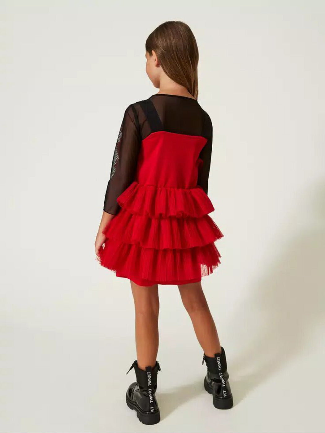 TWINSET Girl's Ruffled dress and tulle t-shirt - 232GJ2203 Red