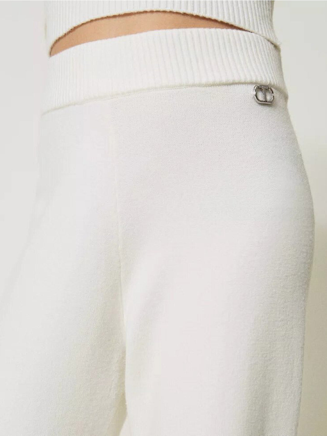 TWINSET Girl's knitted track pants with logo - 232GJ3741 White