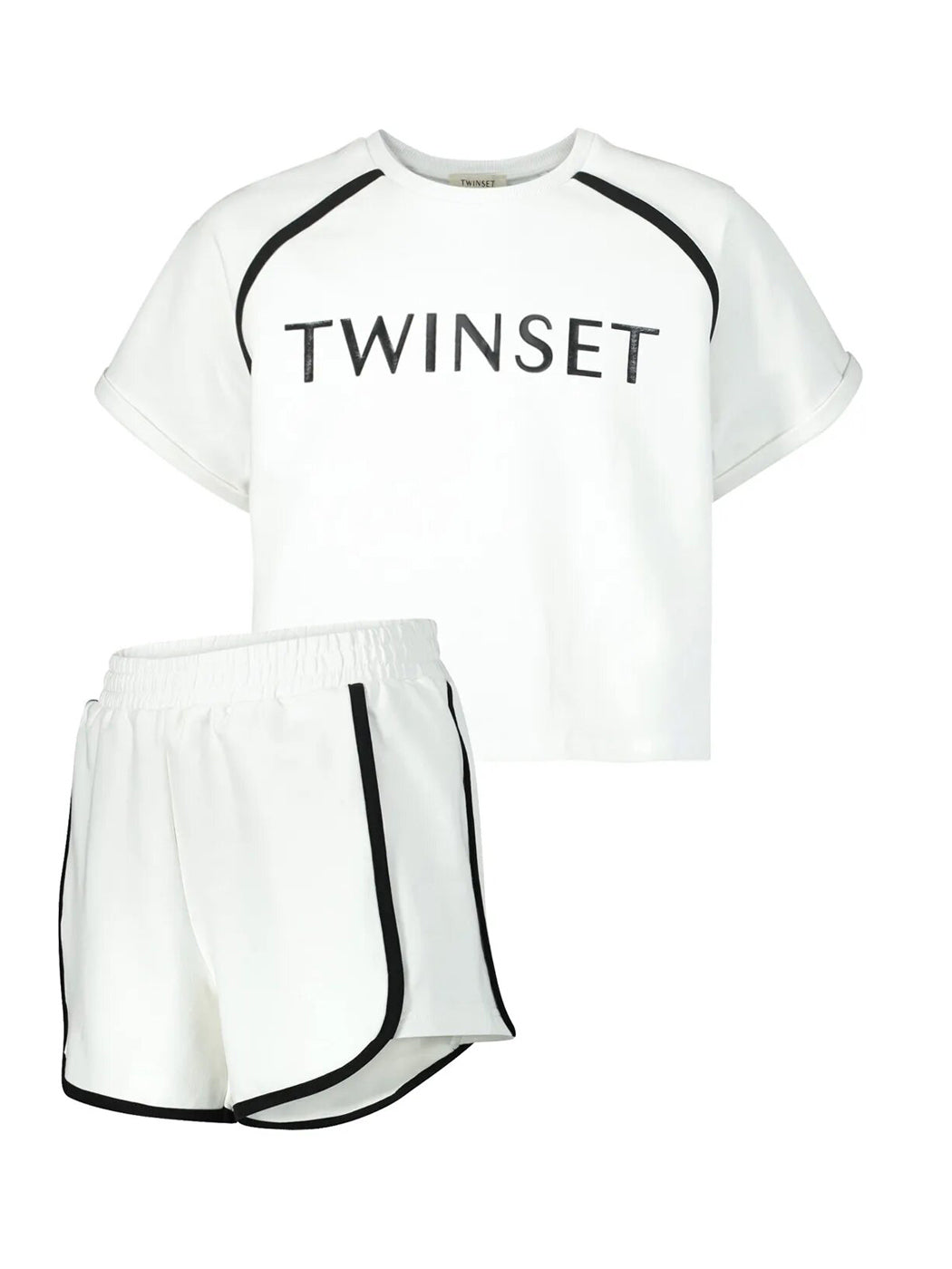 Girl's Set-Cotton T-Shirt & Shorts-white
