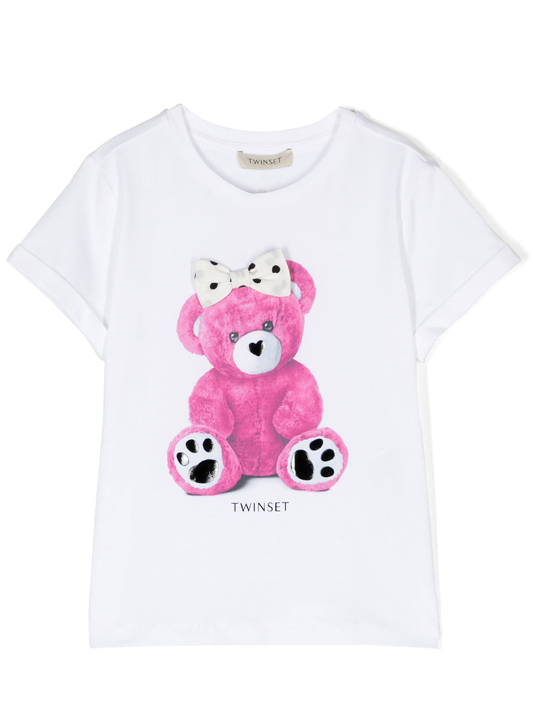 Twinset T-shirt with bow and teddy bear-print