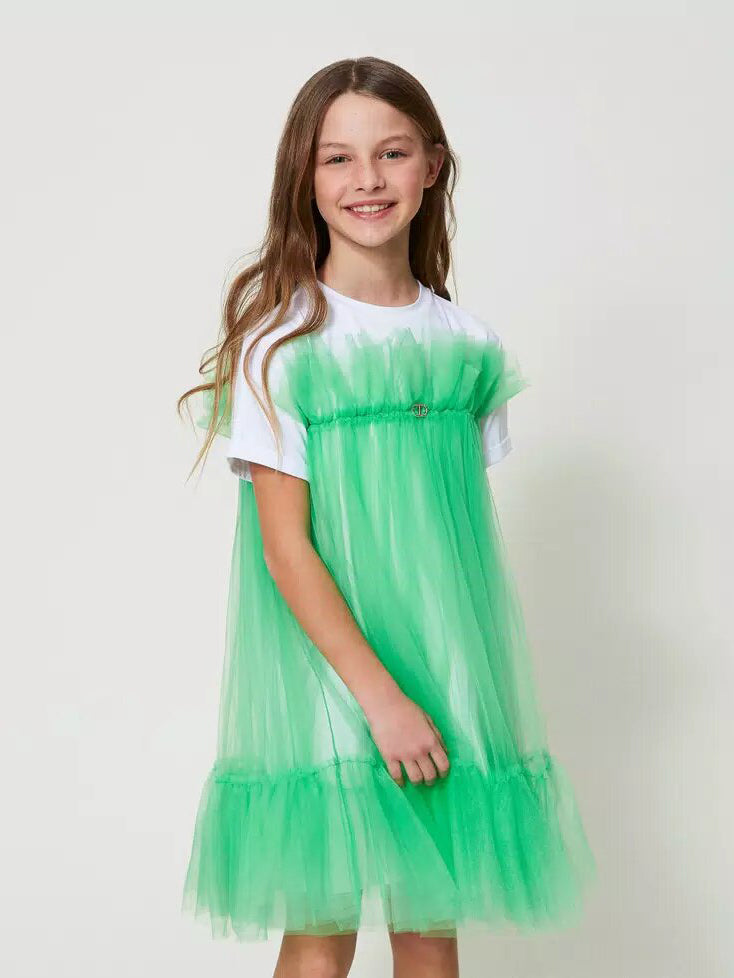 Twinset Tulle dress with cotton jersey T-shirt