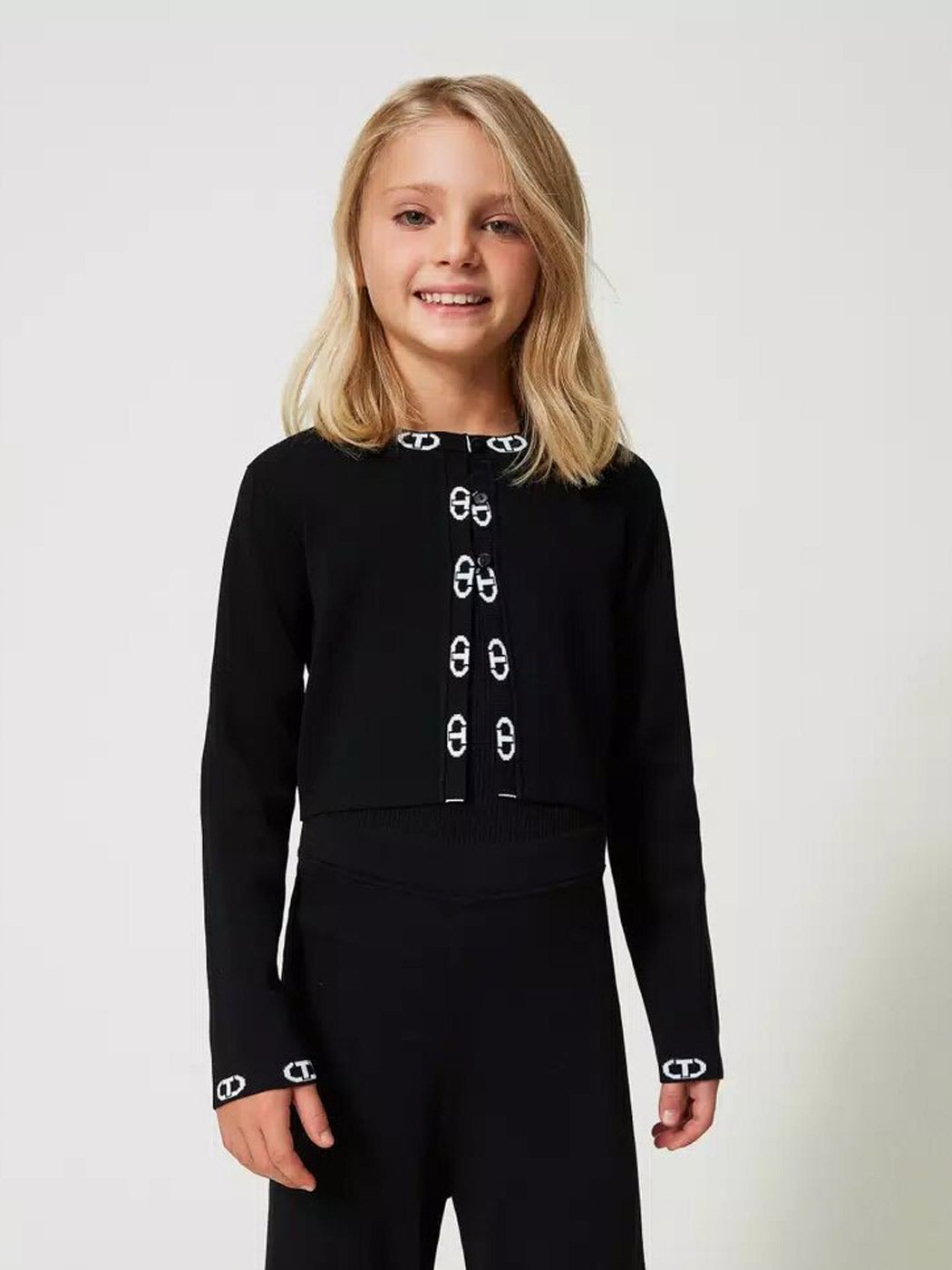 Girl's cropped cardigan with logo