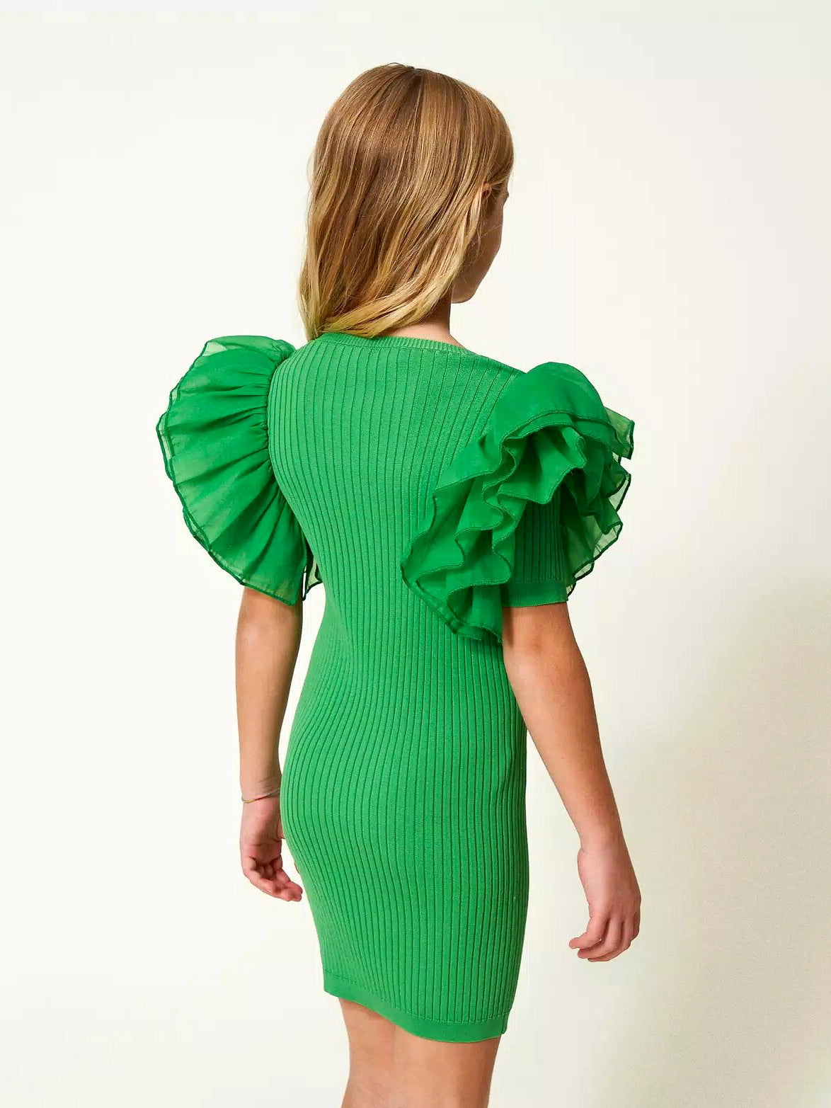 Twinset Green dress with organza sleeves