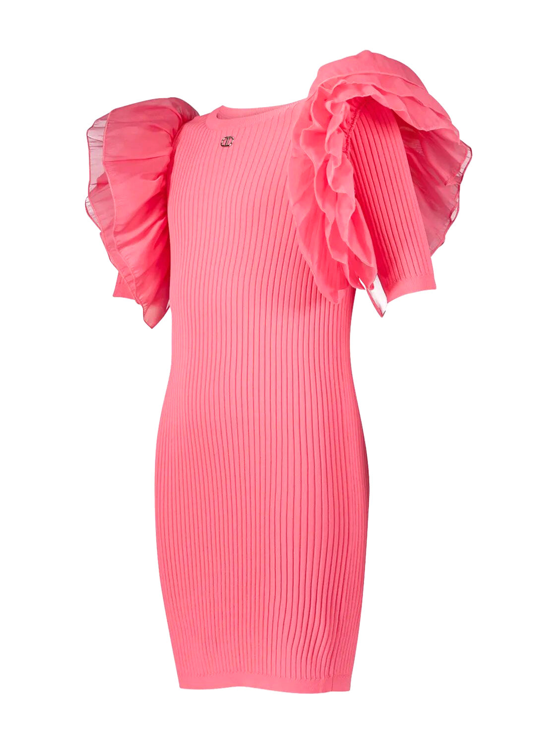 Twinset Ροζ φόρεμα με μανίκια οργάντζα