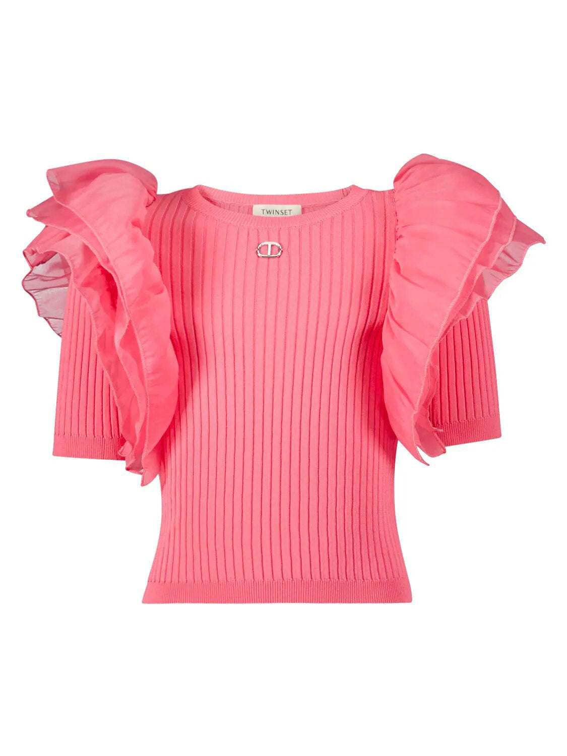 Twinset Girl's viscose top with organza sleeves