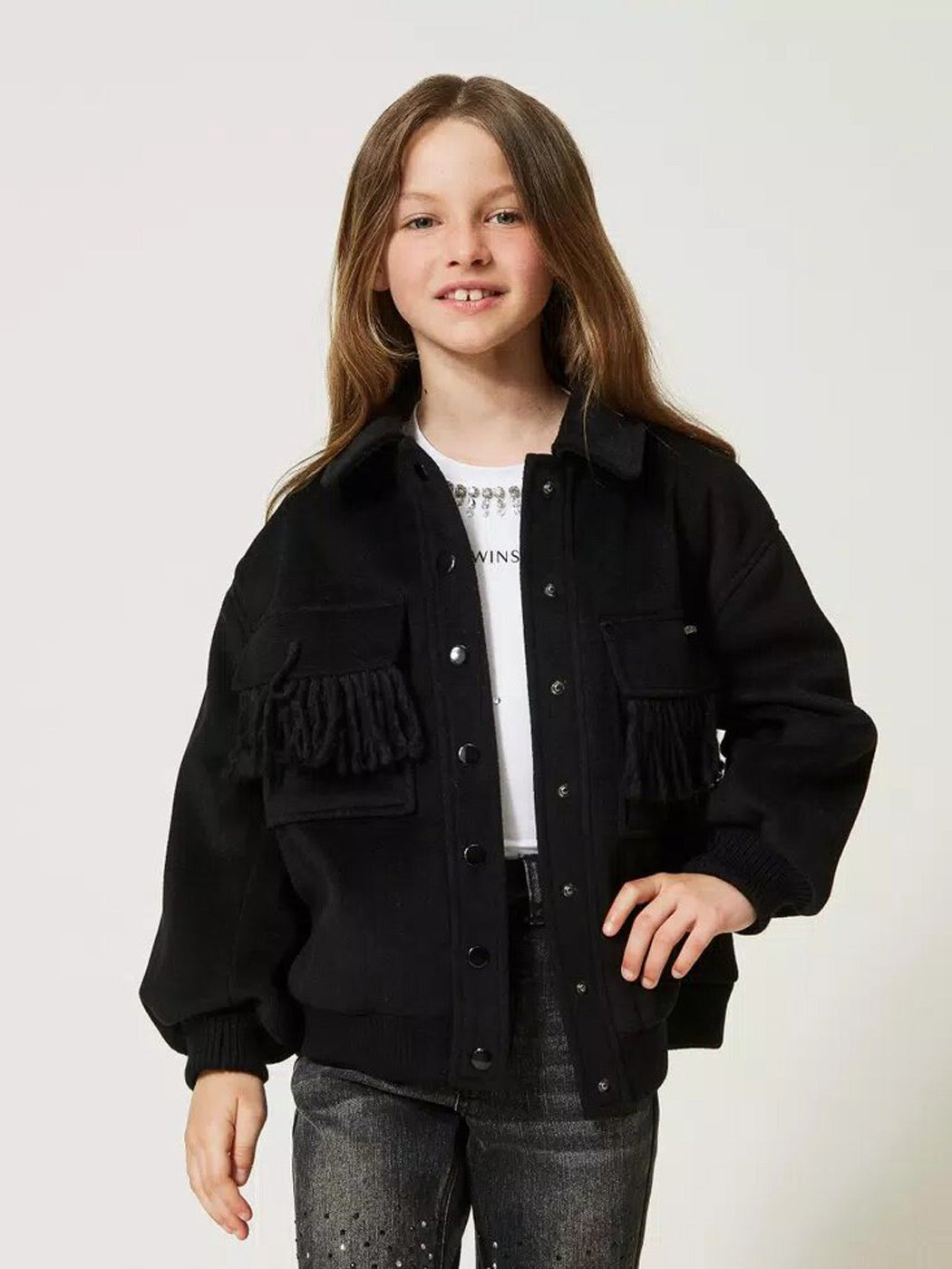 TWINSET Girl's Wool bomber jacket -232GJ2063 black