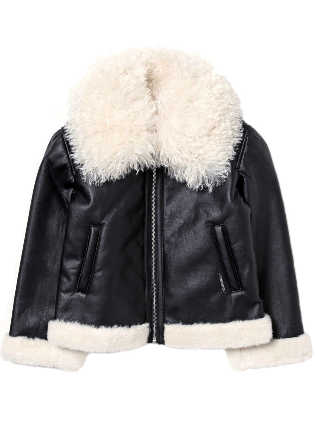 TWINSET Girl's Jacket with faux fur-232GJ2083 black