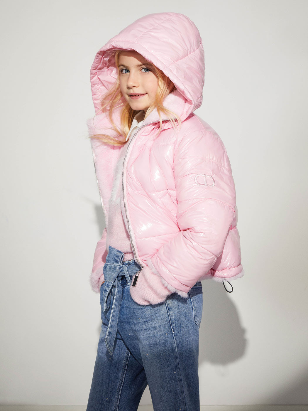 TWINSET Reversible puffer jacket with faux fur - 232GJ2130 Pink