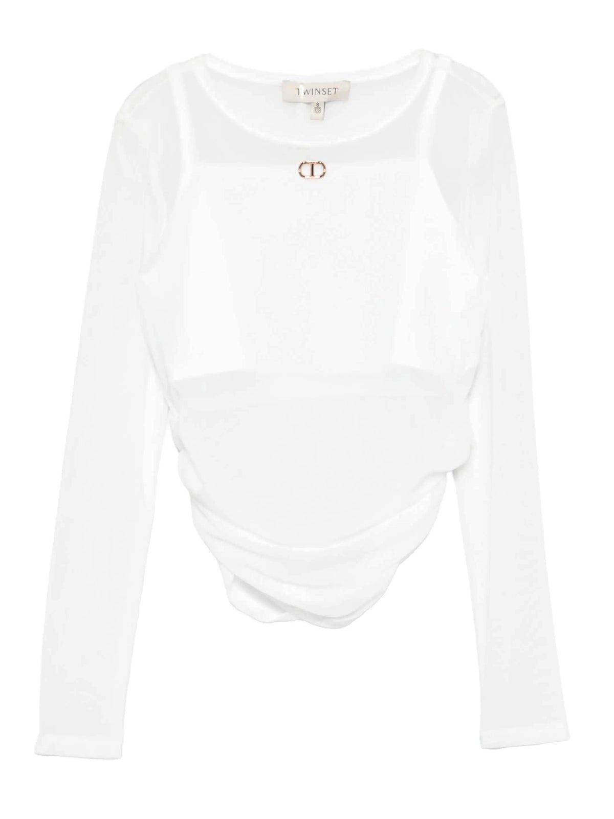 Twinset - Knit sheer blouse with Cropped top for girls