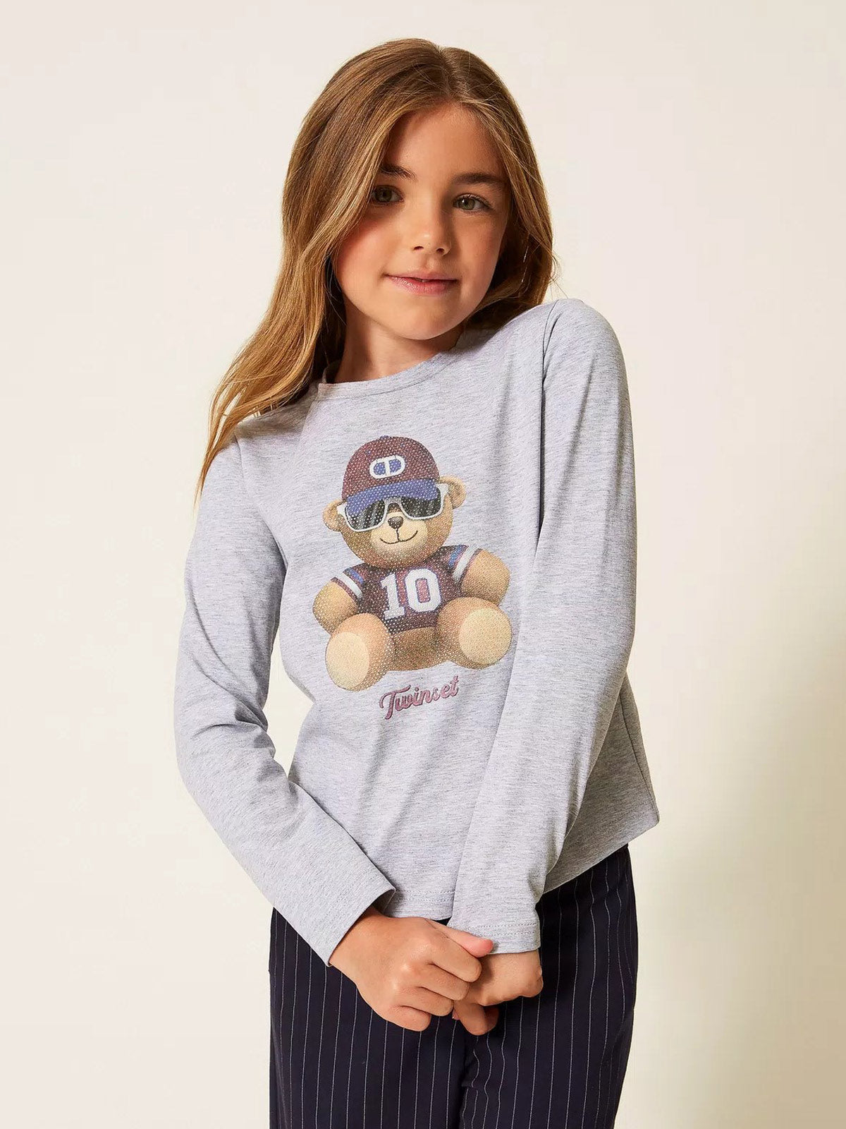 Twinset - Girl's T-shirt with print and rhinestones