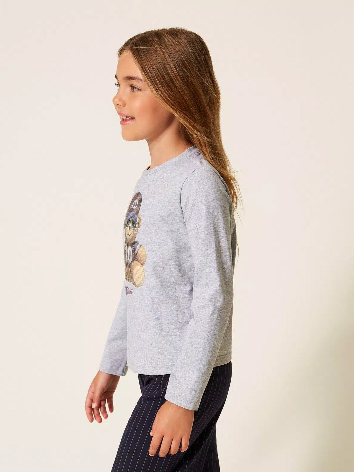 Twinset - Girl's T-shirt with print and rhinestones