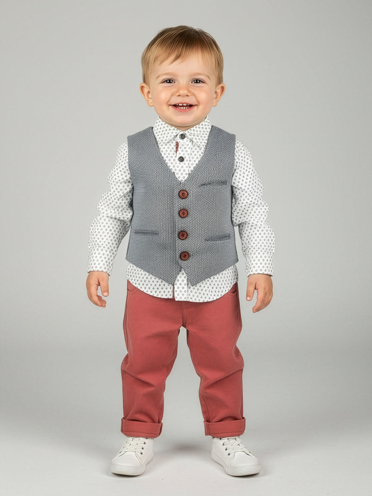 Baptism outfit 4pcs for boy- DCSO981 Red