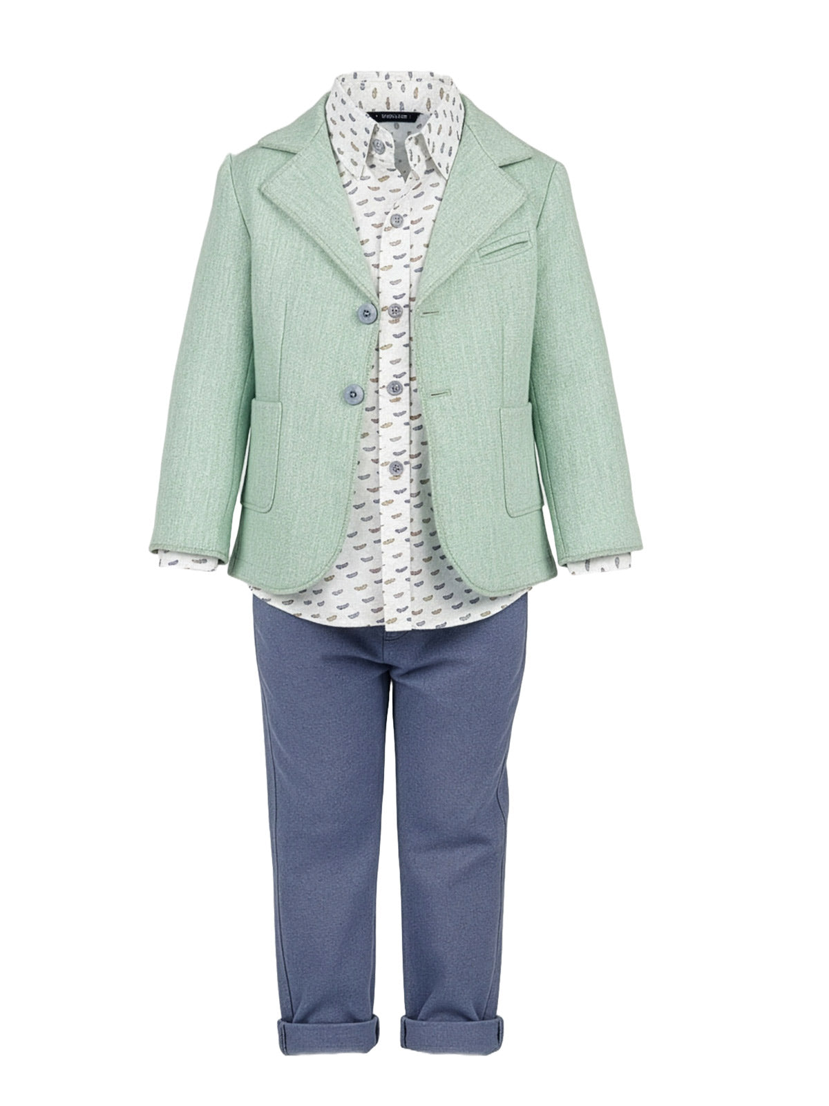 Baptism linen outfit 4pcs for boy-DCSO1191 Green