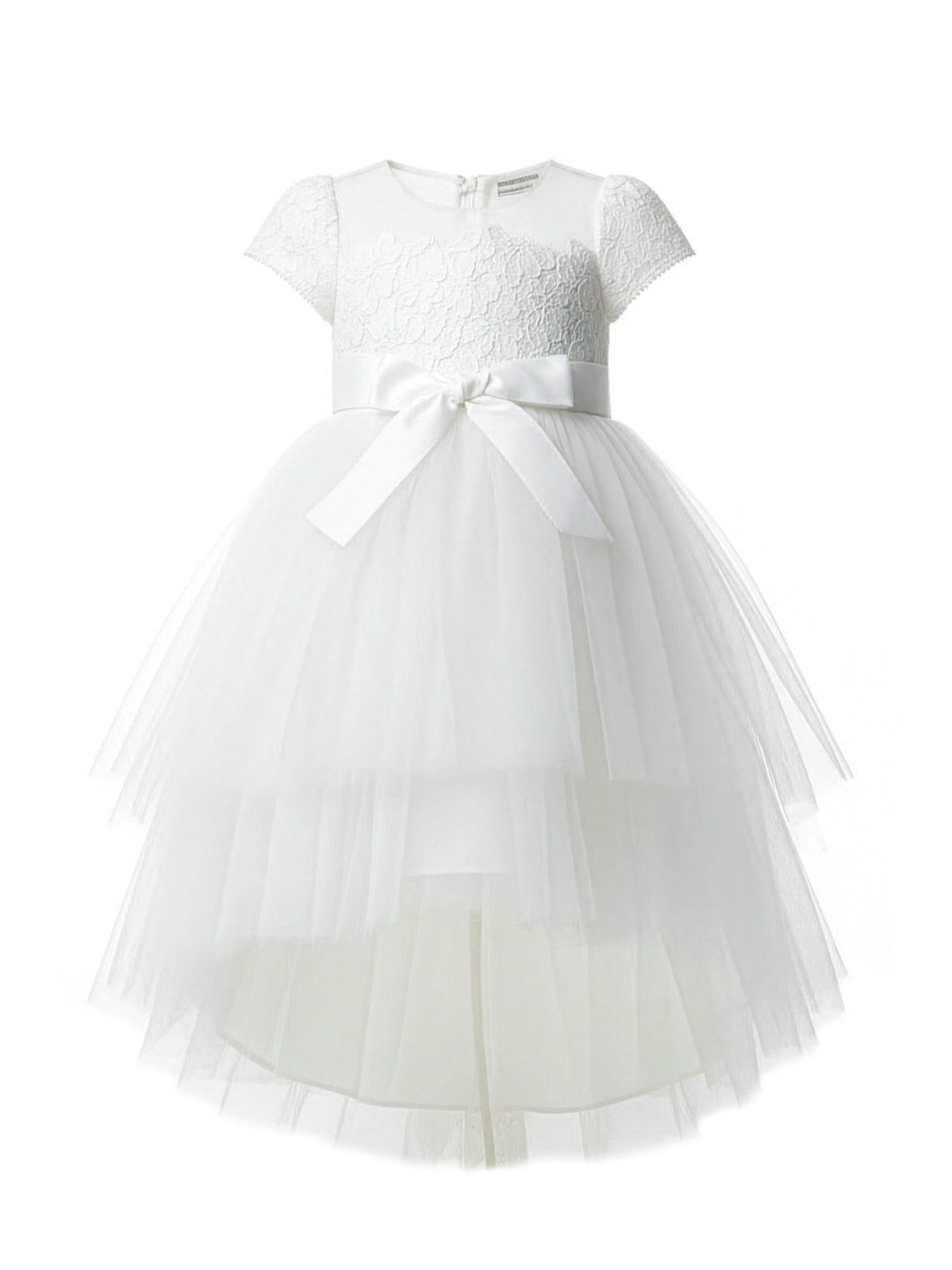 Baptism tulle dress with lace-VILLY Off white