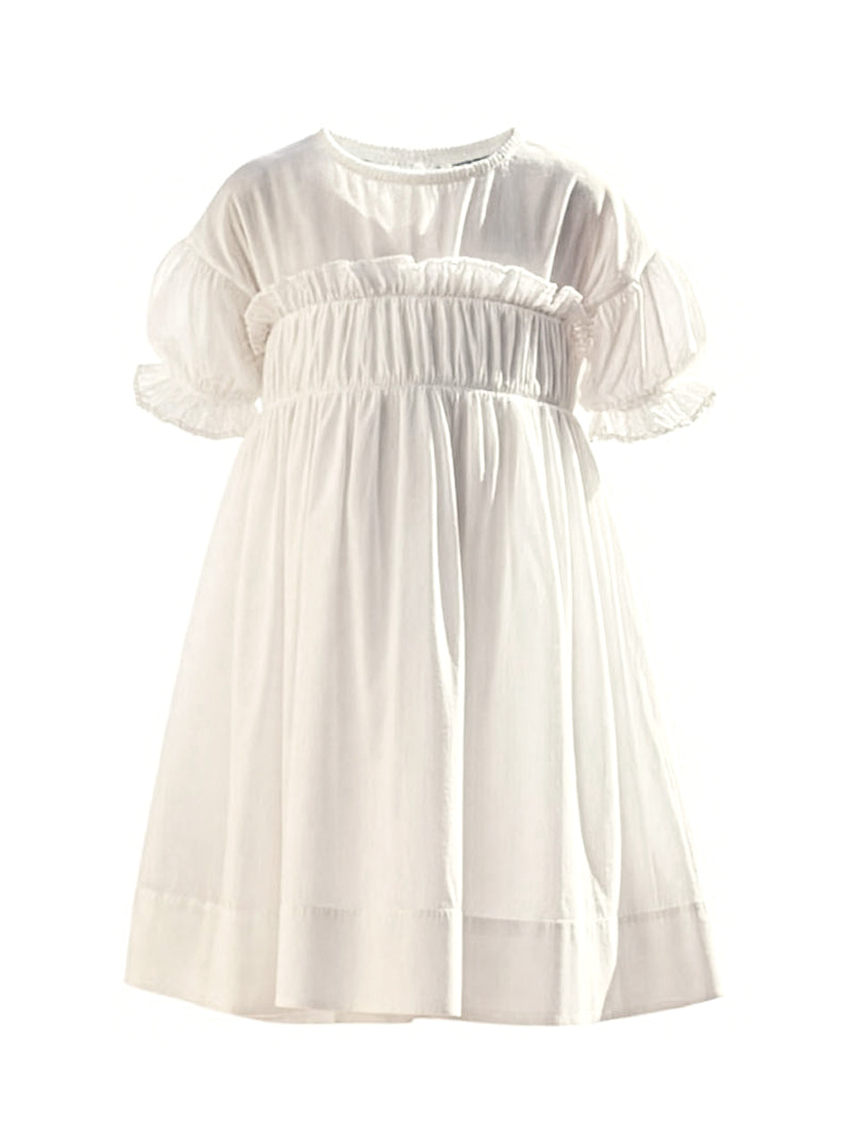 Baptism Cotton Dress with sleeve - WHITNEY white