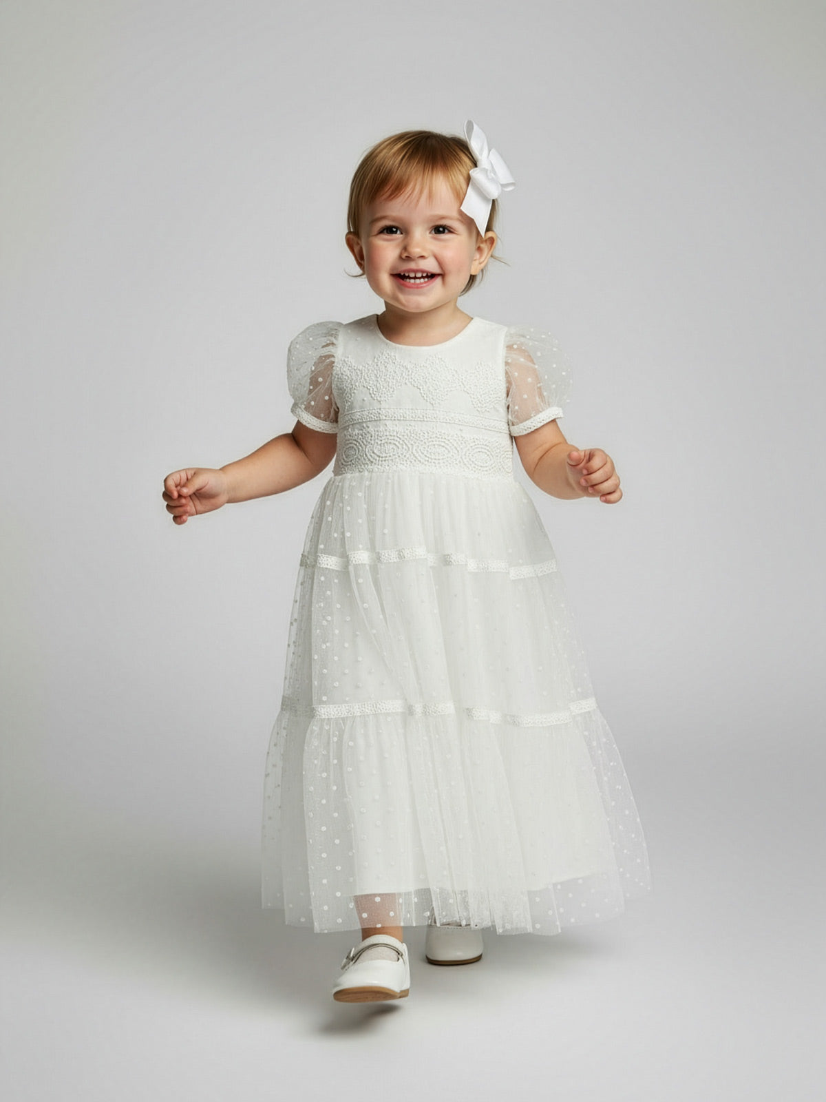 Girl's Polka dot dress with lace - ZENEVIEV