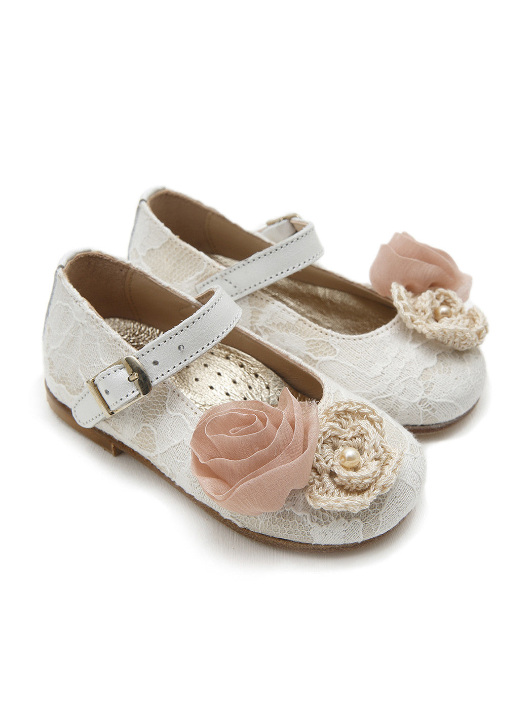 Baptismal baby Girl's ballerina shoe - CORINA White