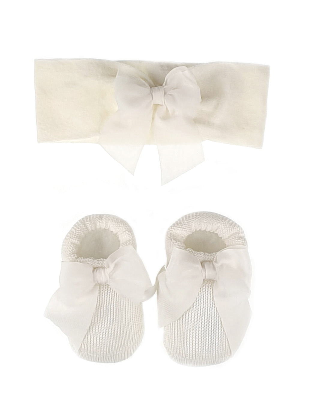 STORY LORIS - Baby Girls ivory Headband & Booties Gift Set-21152