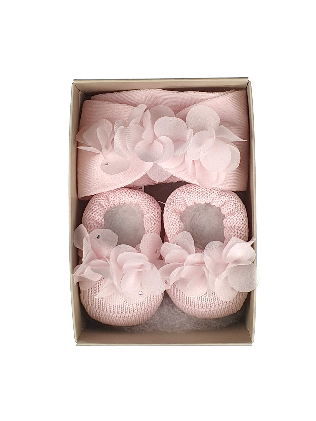 STORY LORIS - Baby Girls pink Headband & Booties Gift-21162H