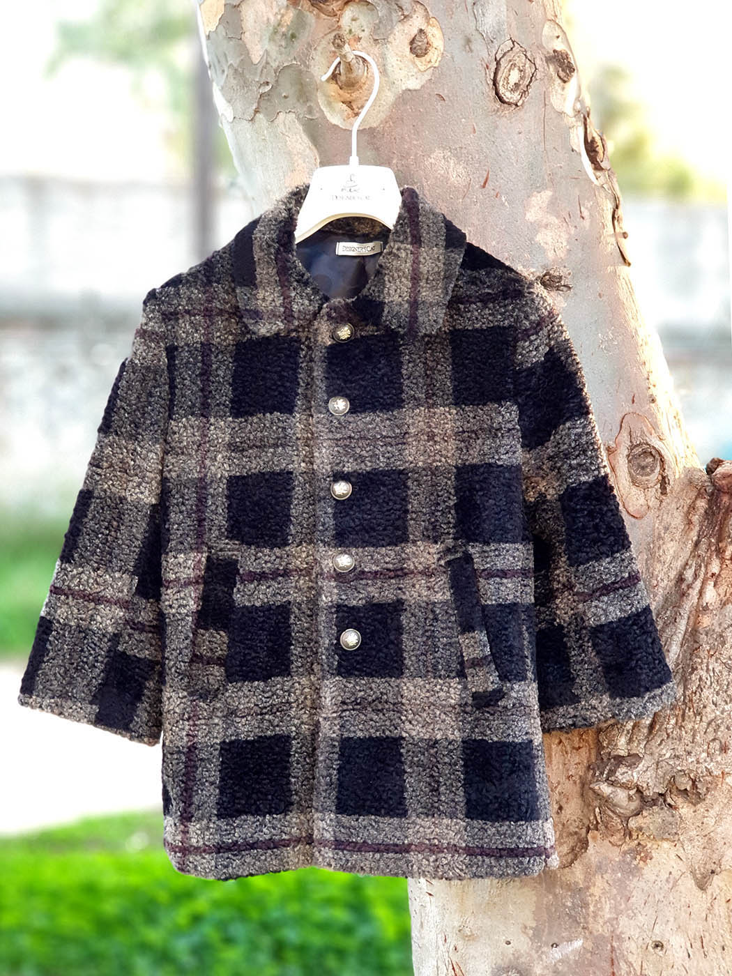 Boy's coat with checkered pattern - BRAXTON Beige