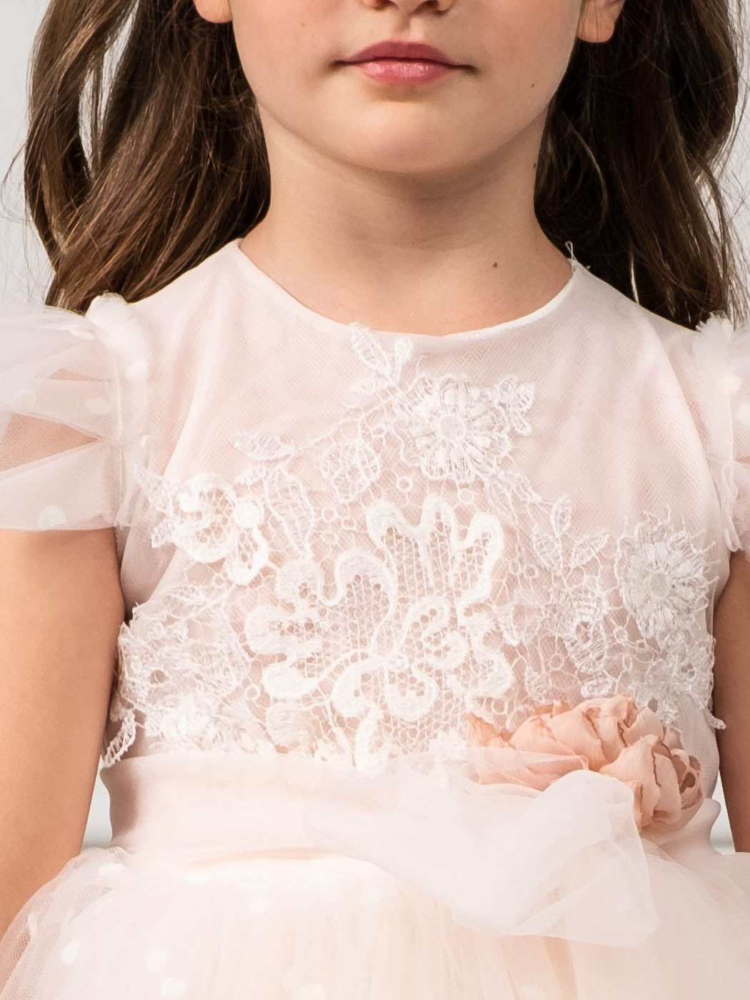 Baptism Girl's dress with lace - BRIANNA Ivory