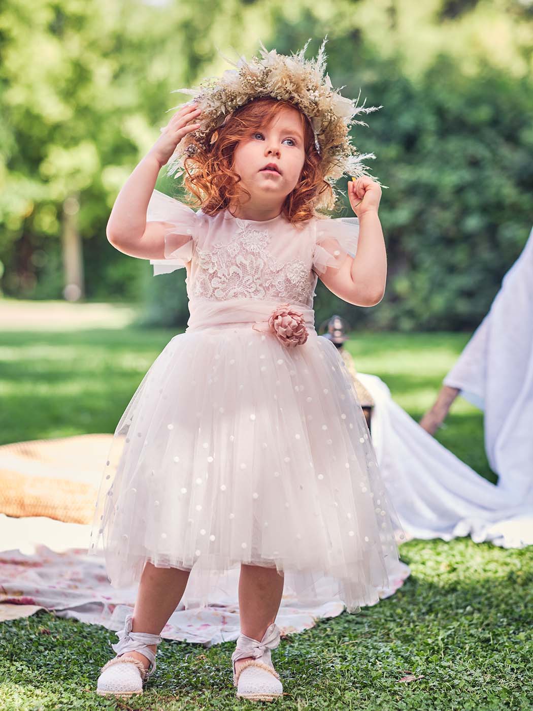 Baptism Girl's dress with lace - BRIANNA Ivory