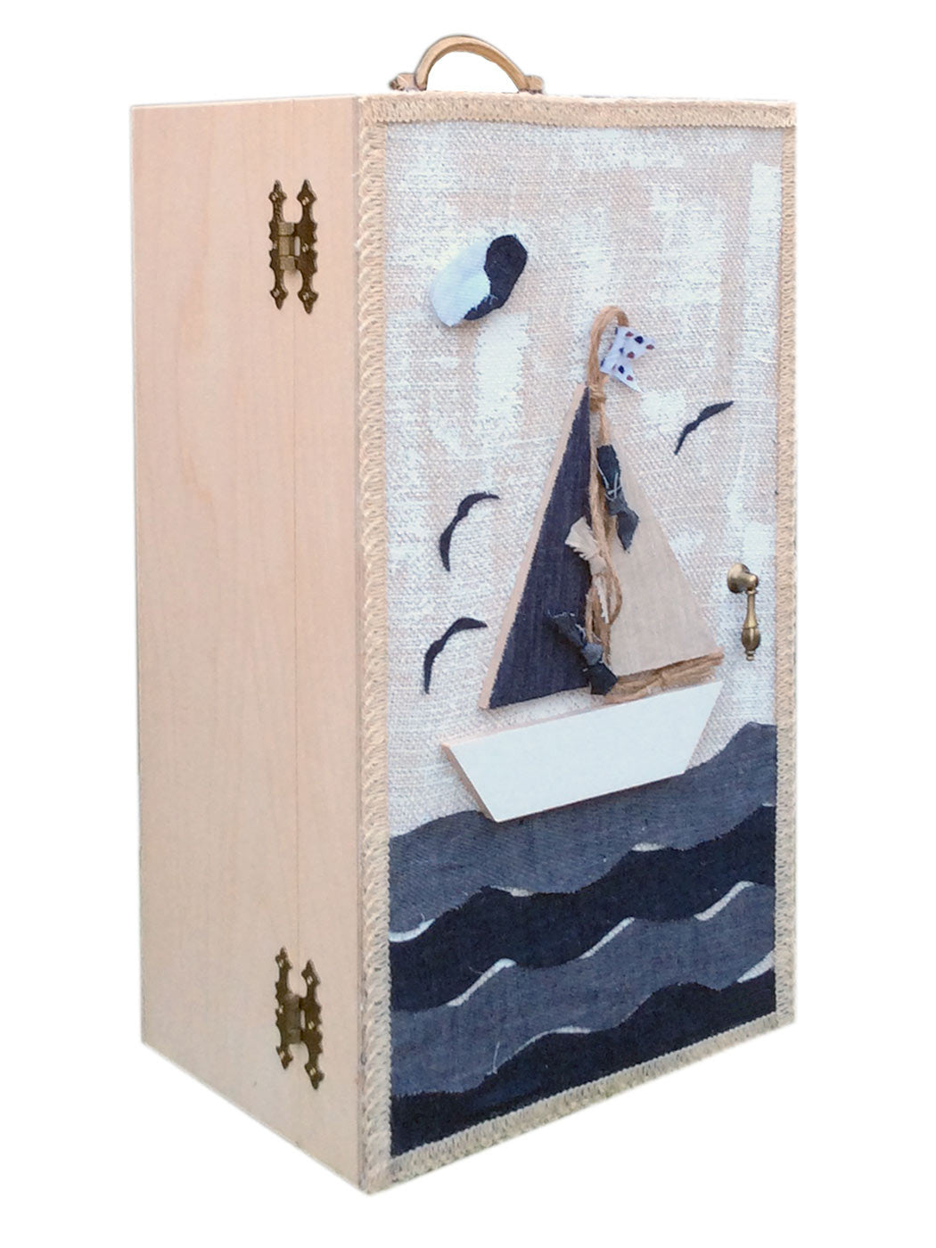 Baptism birch wood box for boy Blue-des.BRUNO