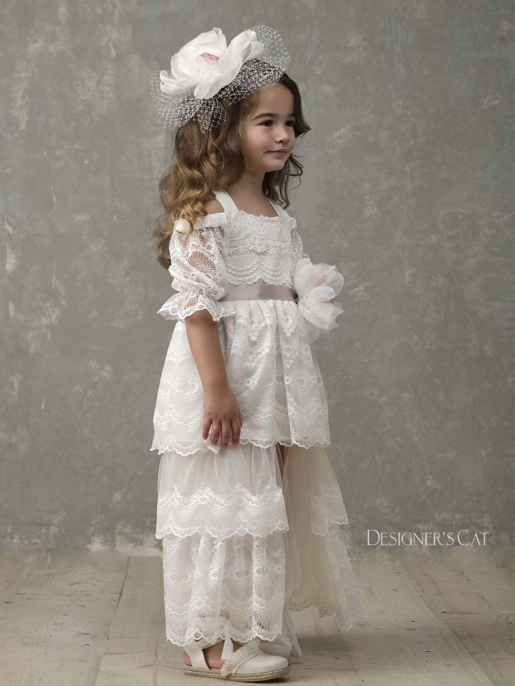 Dress with lace for girl - CALLIRHOE Ivory