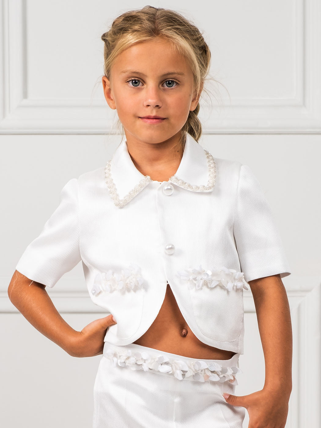Modern outfit for girl set 2pcs - CAMILE White