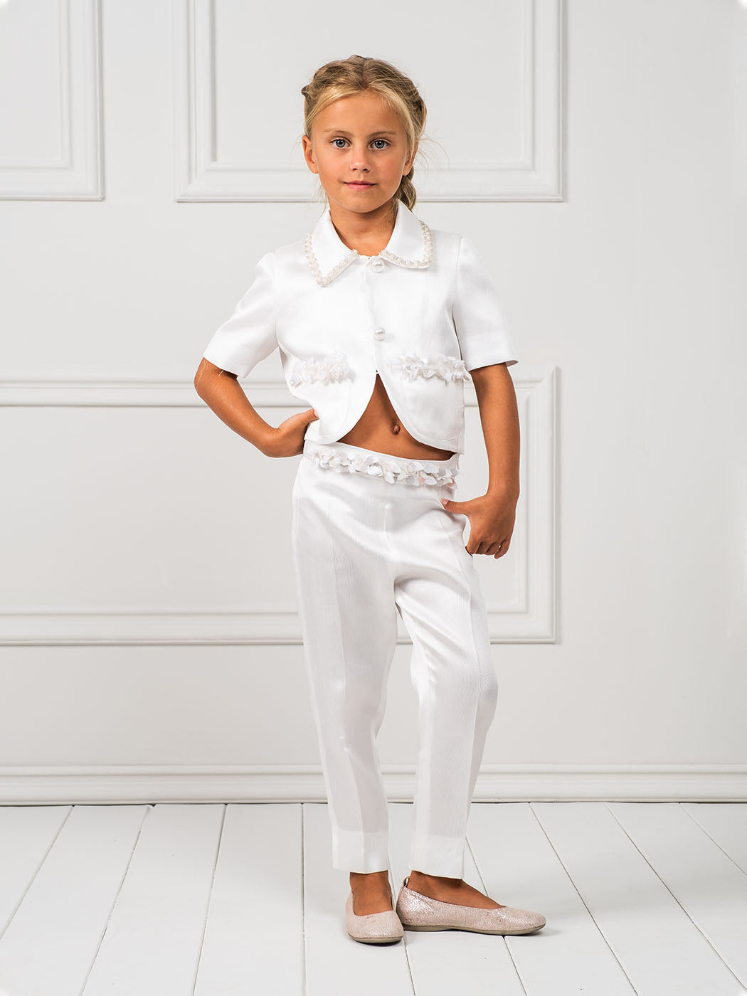 Modern outfit for girl set 2pcs - CAMILE White