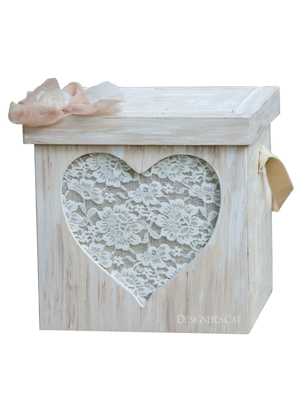 Baptism birch wood box for Girl pink-des.CESARA
