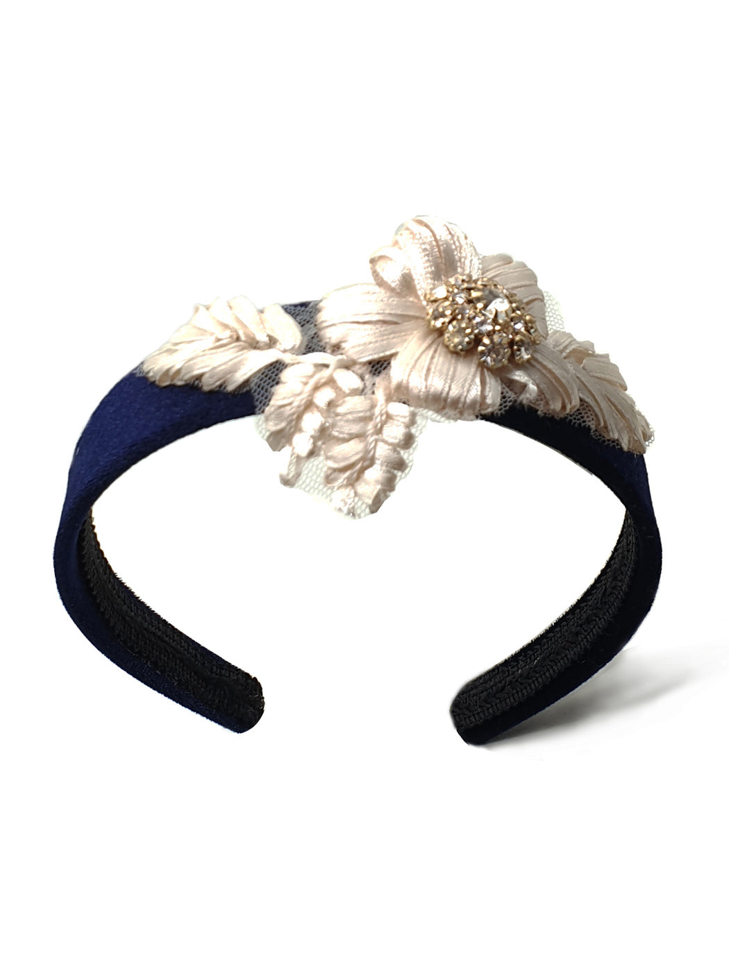 DC-Velvet Headband with flower and rhinestone