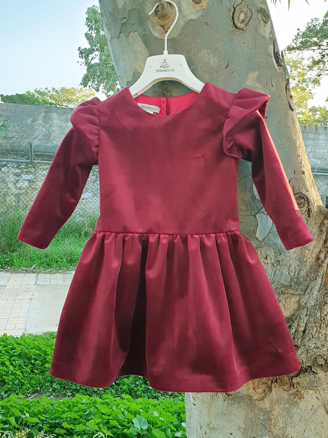 Baby's Velvet dress - BURGUNDY Red