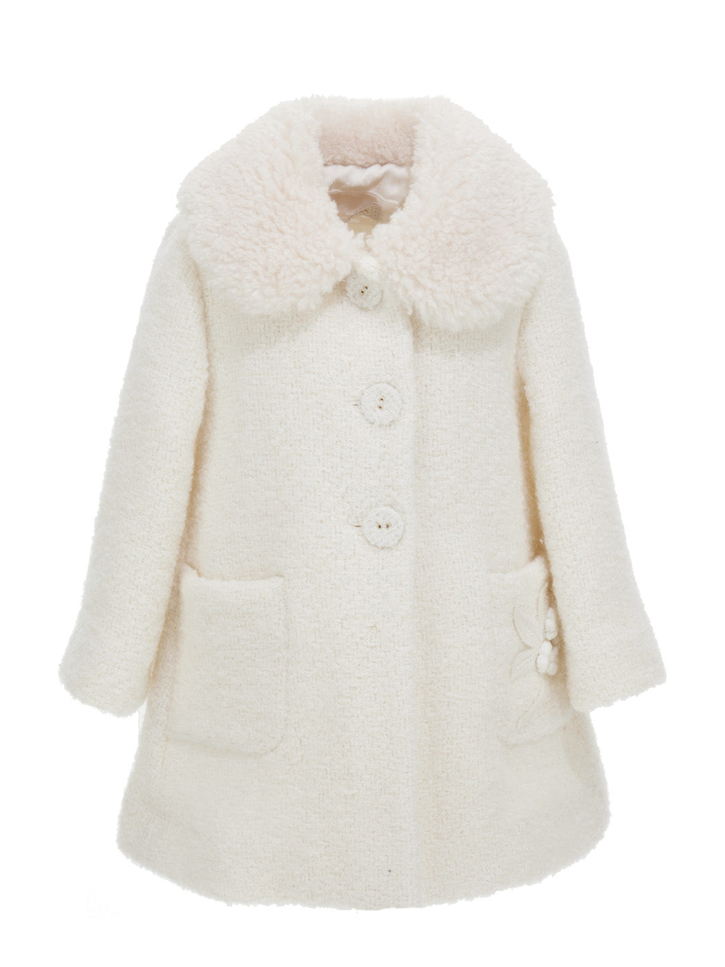 MONNALISA Boucle coat with wool embroidery