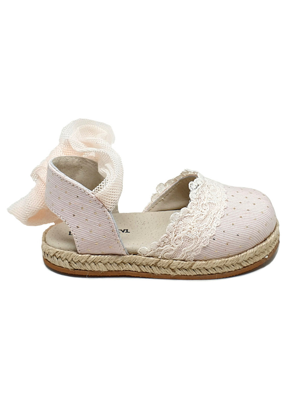 Baptismal Baby shoe Espadrille for girl - WHITE ROSE