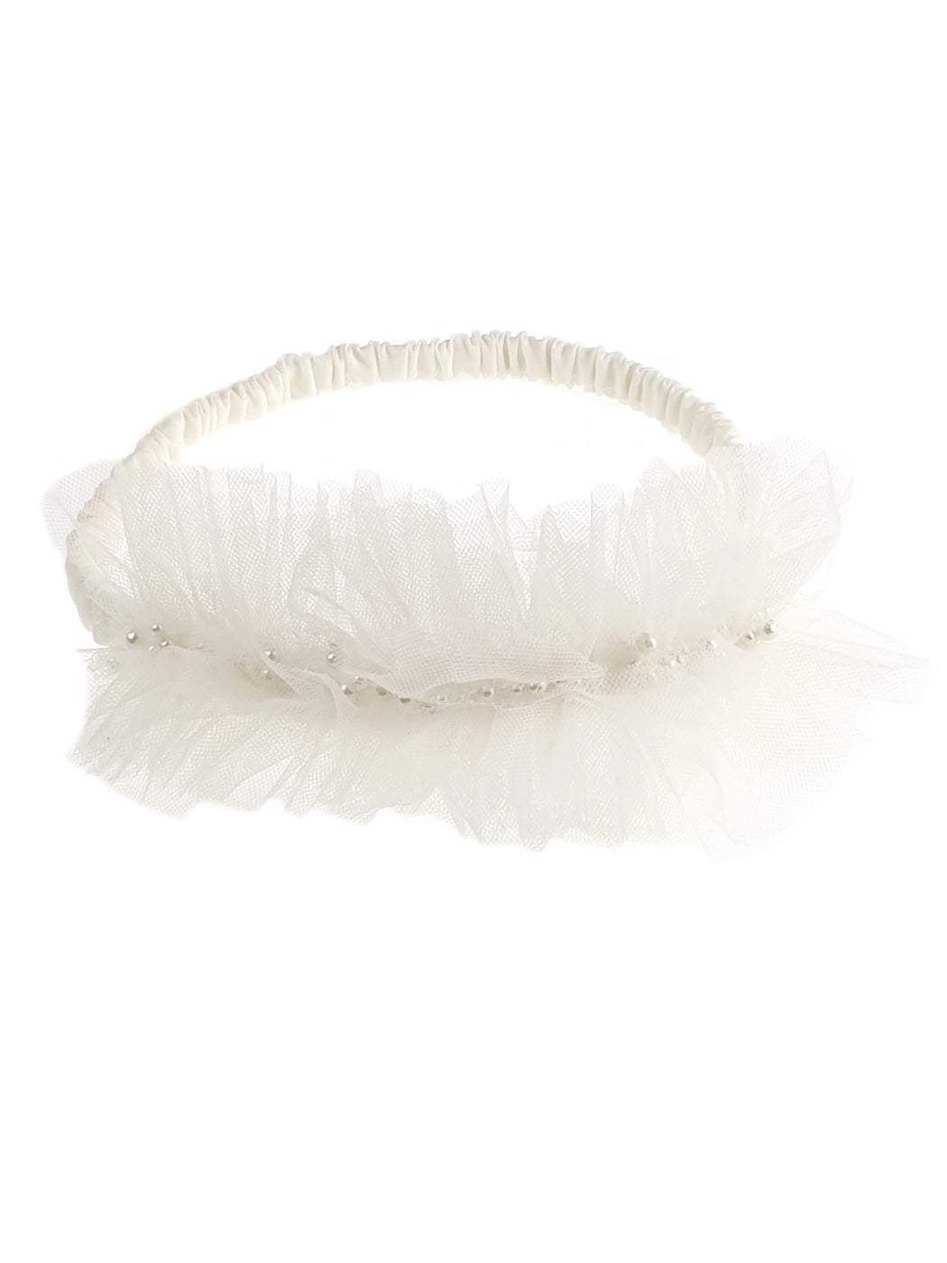 Tulle Hair ribbon with pearls - ANTHI